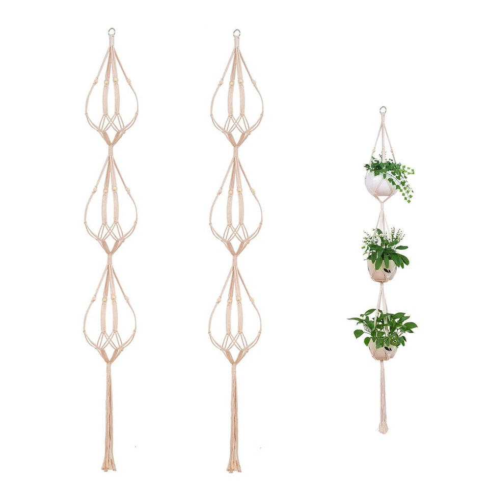 ELANE 2pc macrame plant hangers vertical display saves floor space