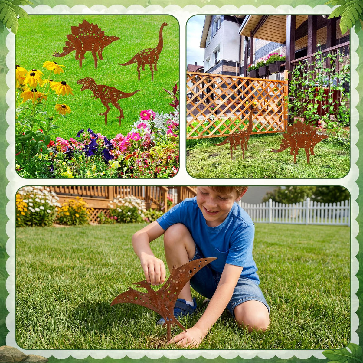 ElaraBerry Triceratops yard stake adds rustic charm to borders