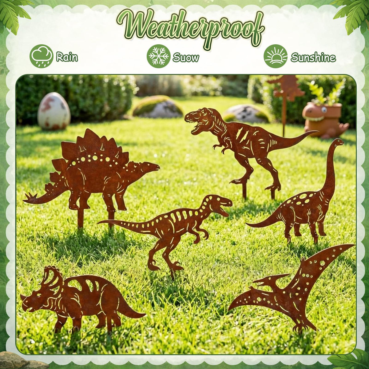 ElaraBerry Velociraptor yard stake brings playful energy to patios