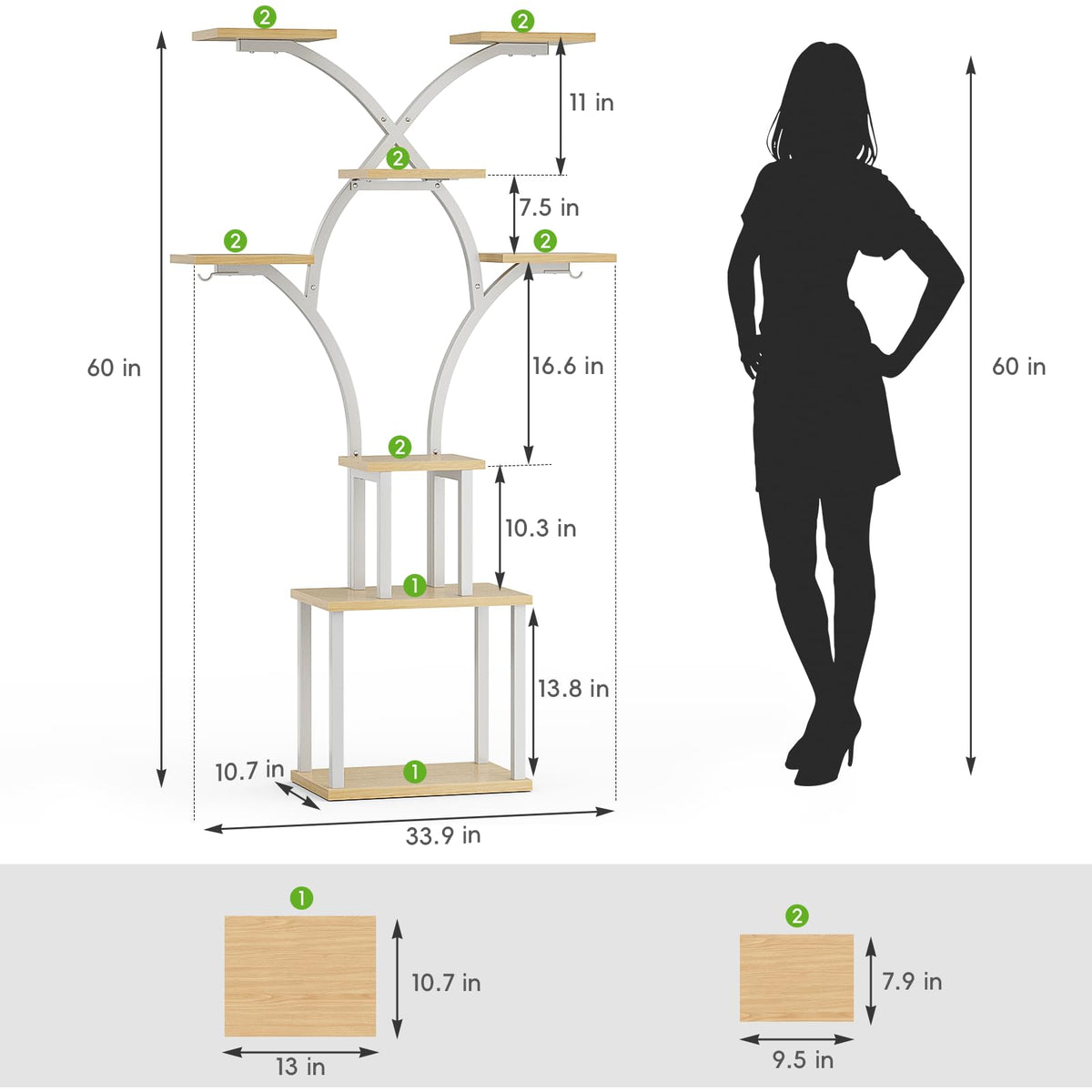 Elbourn 8-tier corner shelf, space saving for multiple plants.
