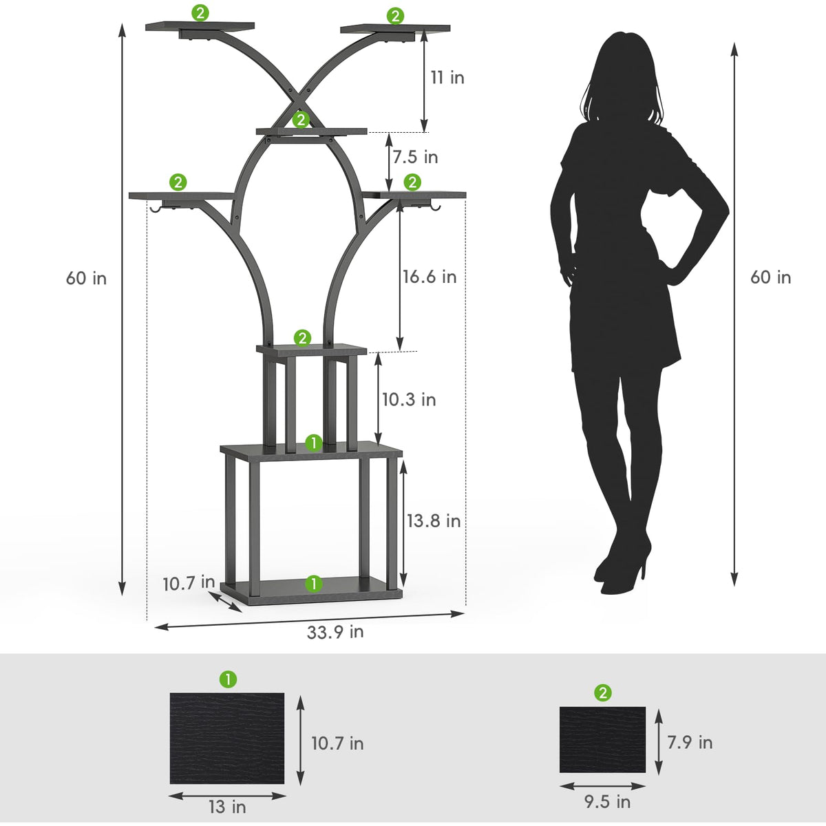 Elbourn 8-tier corner plant shelf maximizes space while displaying lush greenery.