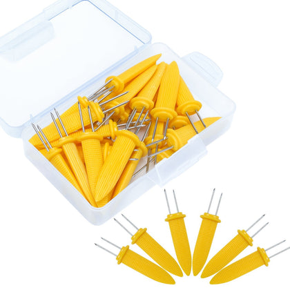 Elcoho corn holders in use gripping a corn ear securely.