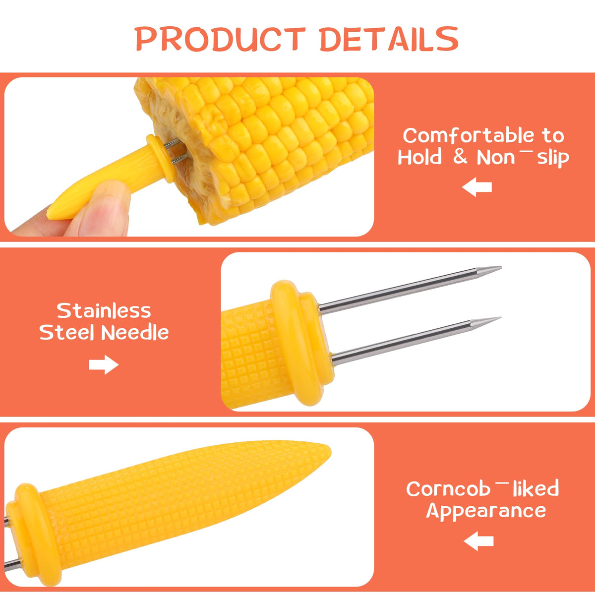 Elcoho corn holders pins highlight rust-proof stainless steel for longevity