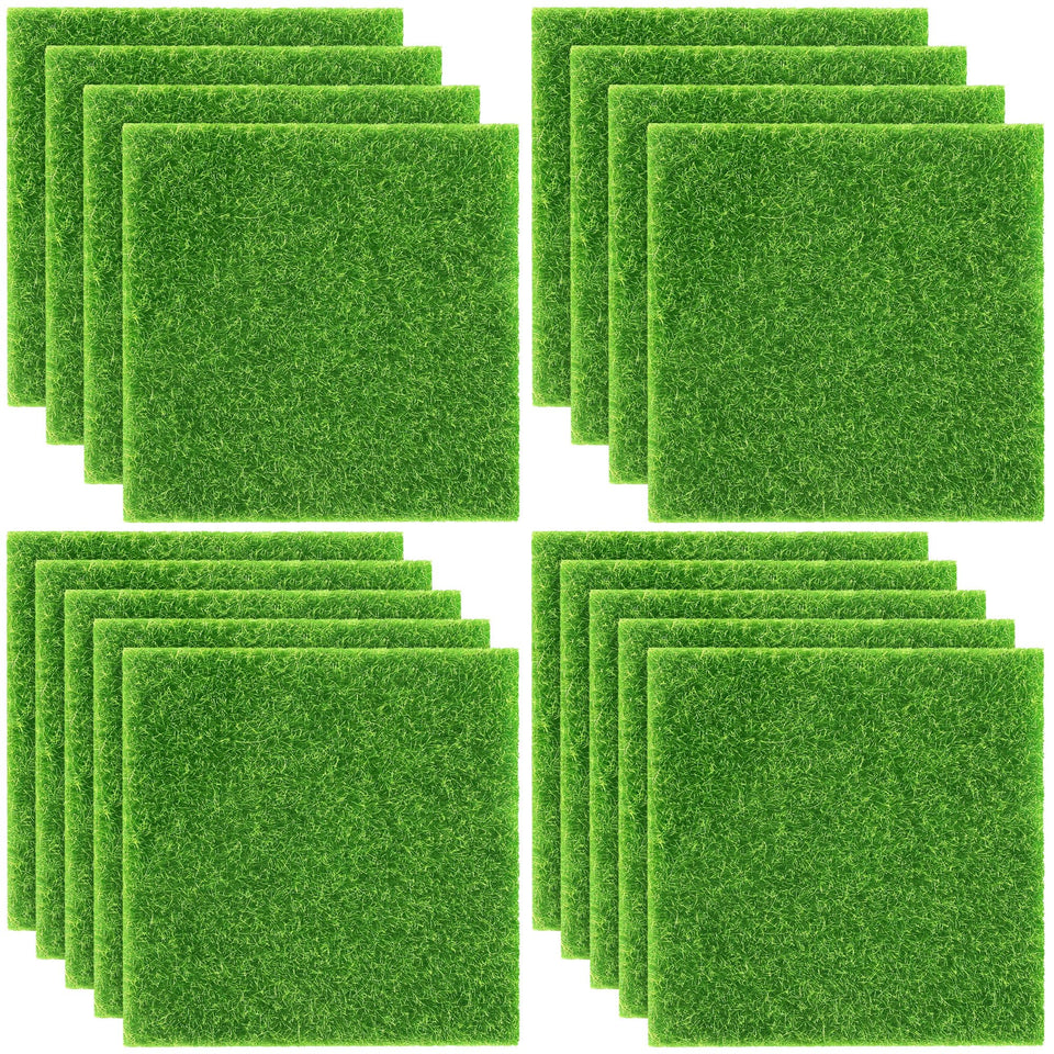 Elcoho fairy garden grass 6x6 inch pack for miniature landscapes and dollhouses.