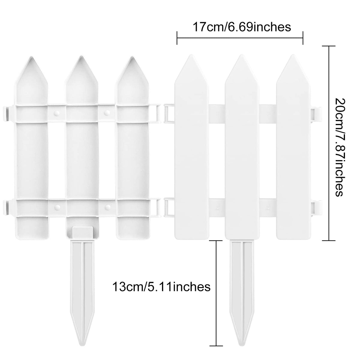 ELECLAND fence insert 12-piece white enables easy ground fixation.