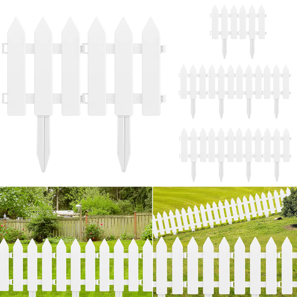 ELECLAND garden fence 12-piece white pack for durable lawn borders.