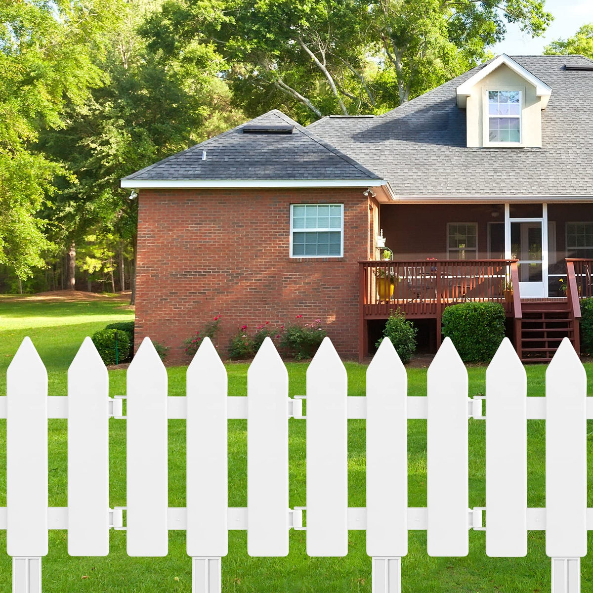 ELECLAND lawn border setup shows easy assembly and versatile use.