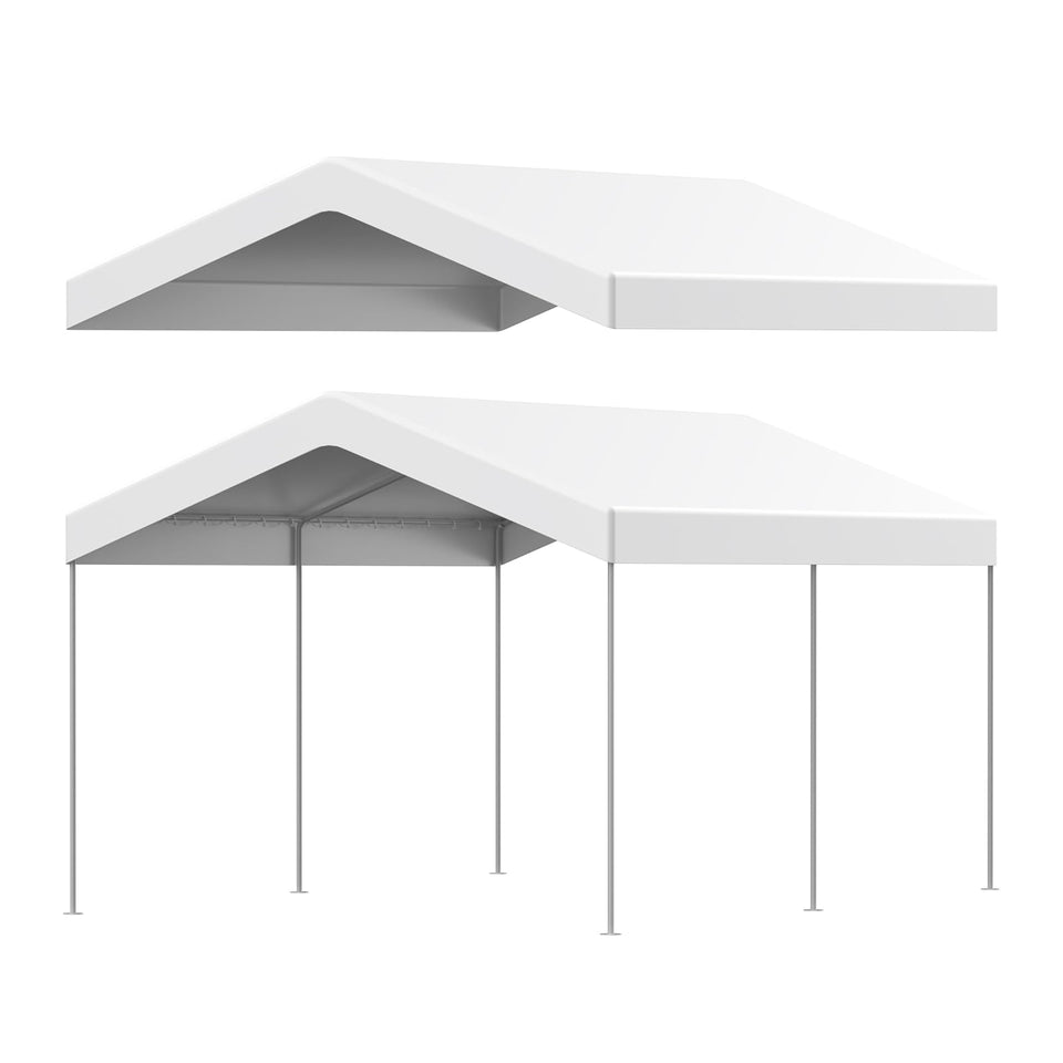 Elecoman 10x20ft carport cover rolled for storage and transport