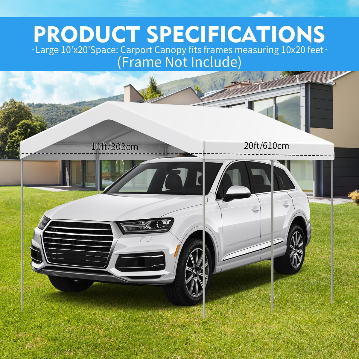 Elecoman UV protected carport cover resists sun damage for outdoor use