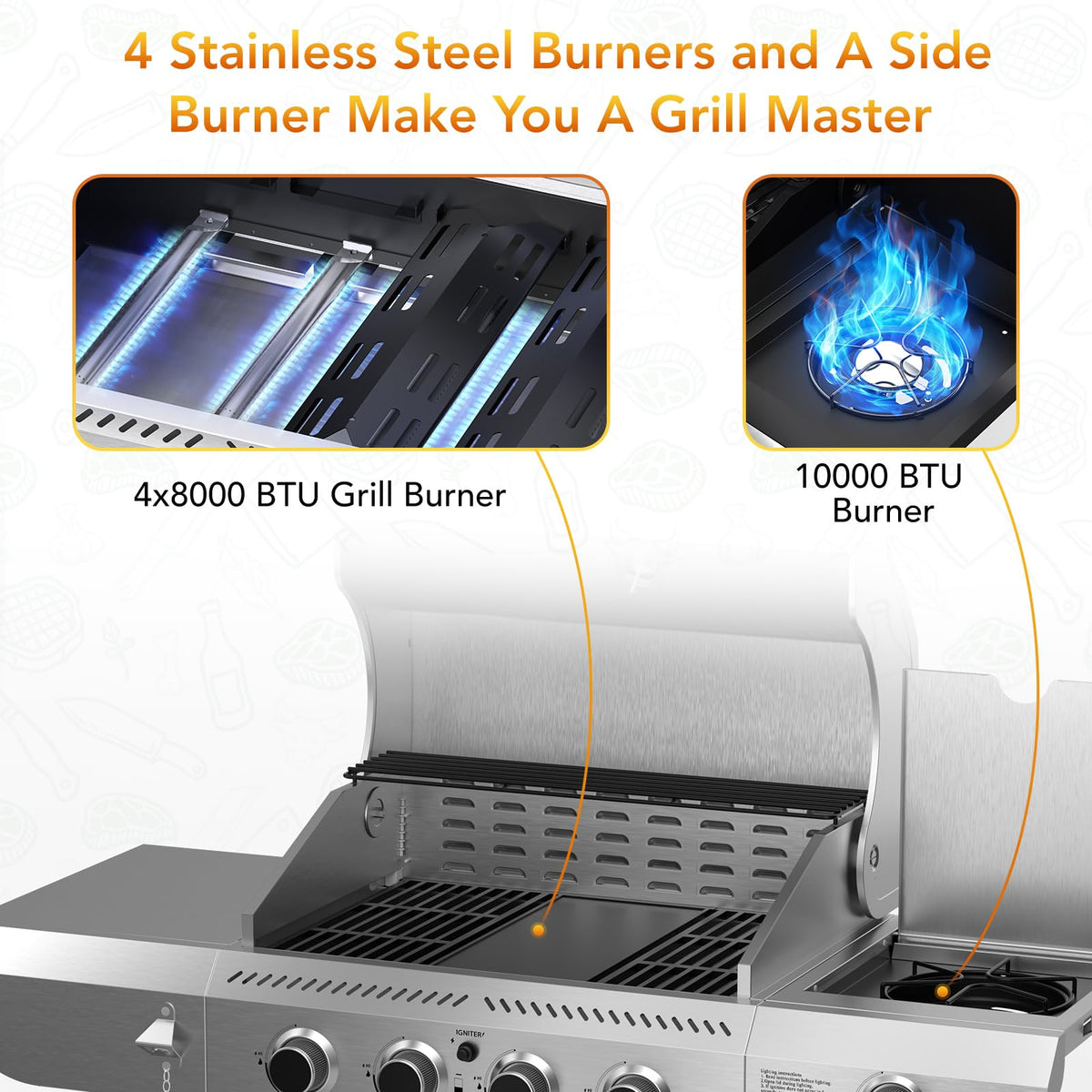 Electactic G41 Pro grill with cast iron grate enhances sear quality.