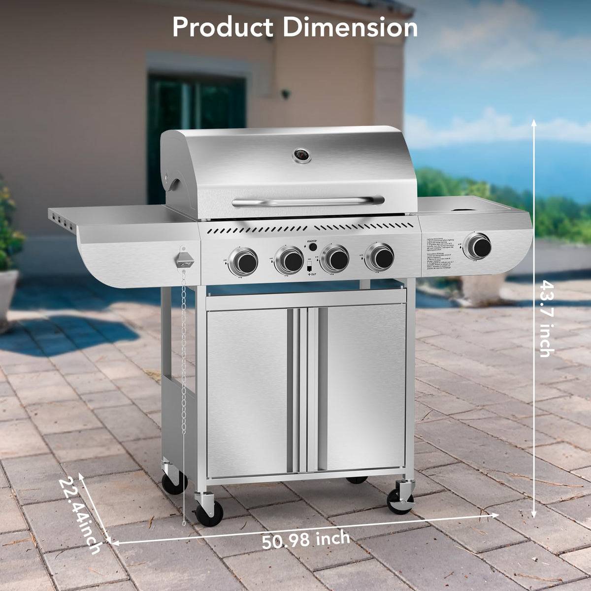Electactic G41 Pro grill side burner detail shows versatile cooking options.