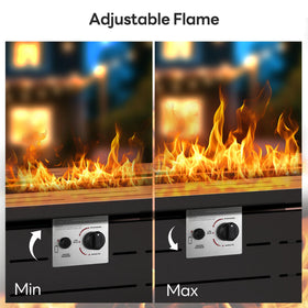 Electactic smoke-free burning fire table ideal for relaxed outdoor dining.