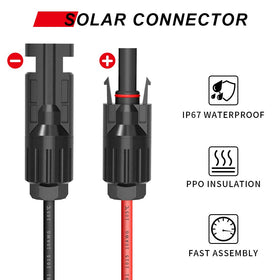 ELECTOP 10AWG copper wire solar panel cable minimizes power loss.