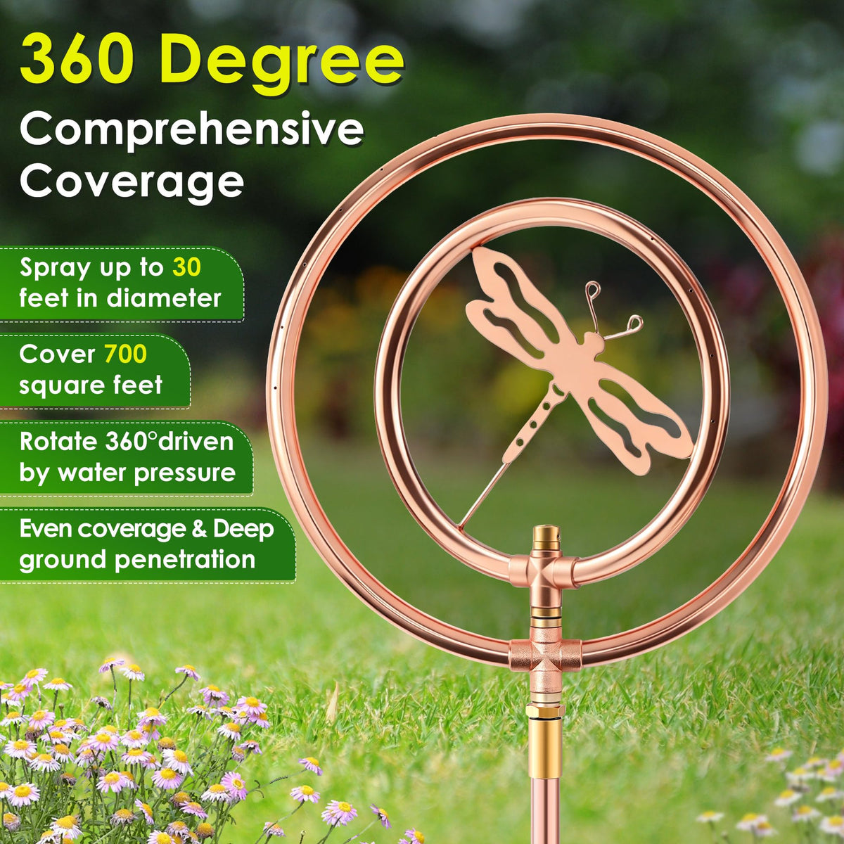 ElectricWise 360-degree rotating sprinkler covers the lawn evenly.