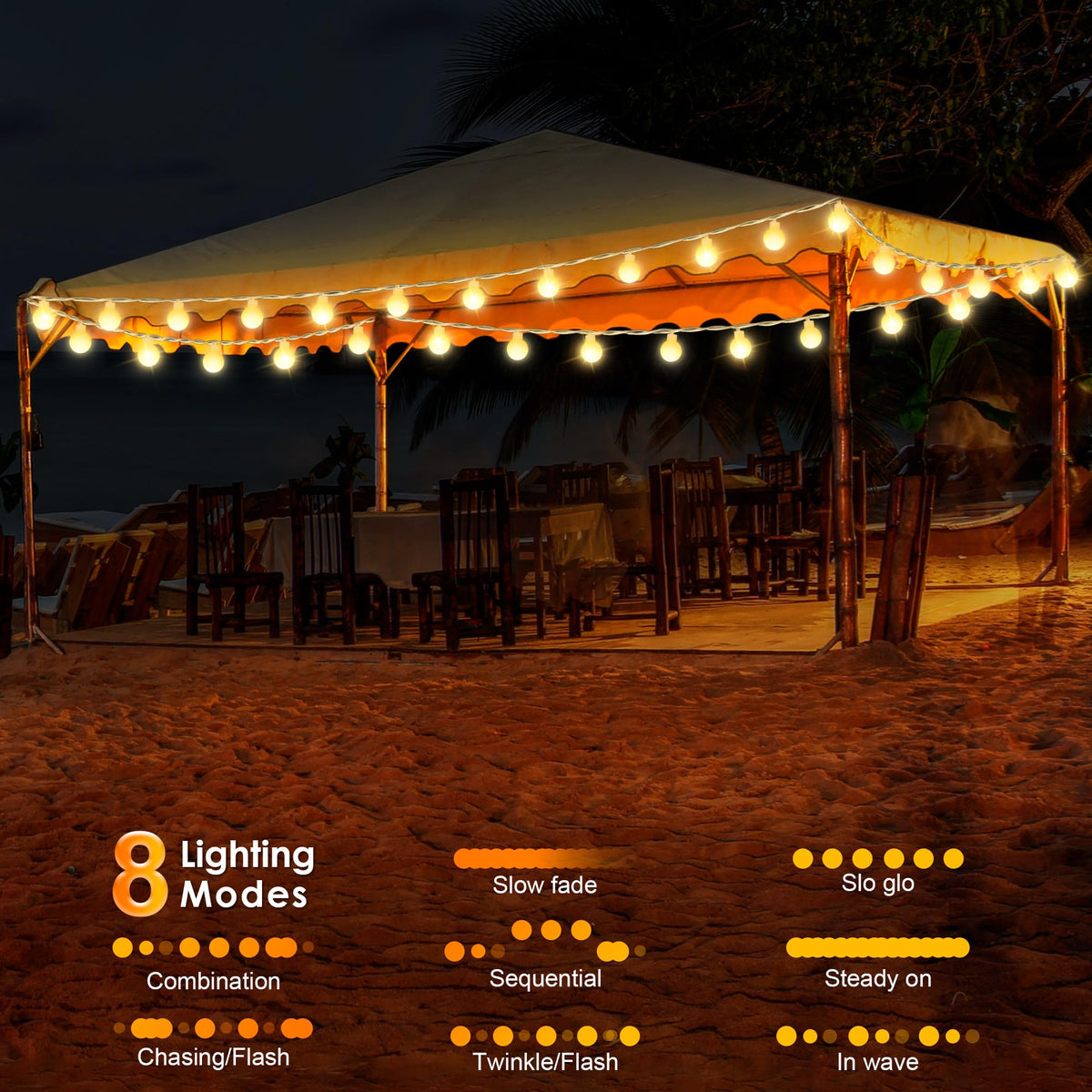 ElectricWise canopy lights offering eight decorative modes for events