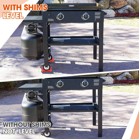 ElectricWise orange griddle levelers close-up showing durable rubber construction
