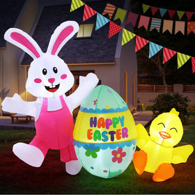 Elegear 5ft Easter inflatable bunny and chick for a joyful yard display