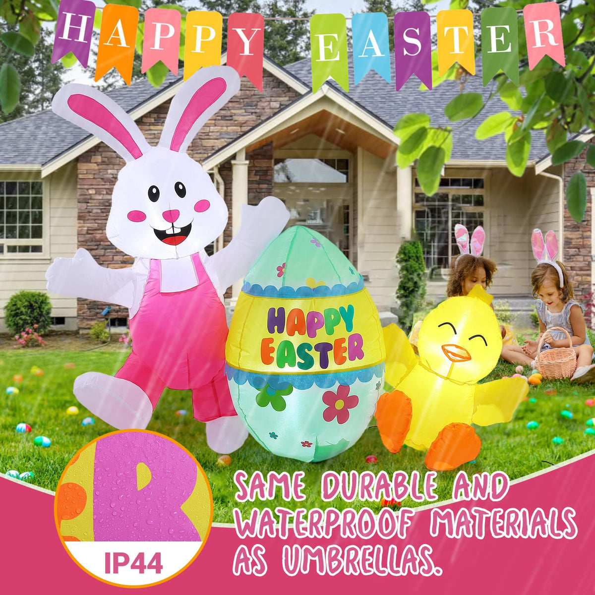 Elegear durable outdoor Easter inflatable designed to resist weather and fading