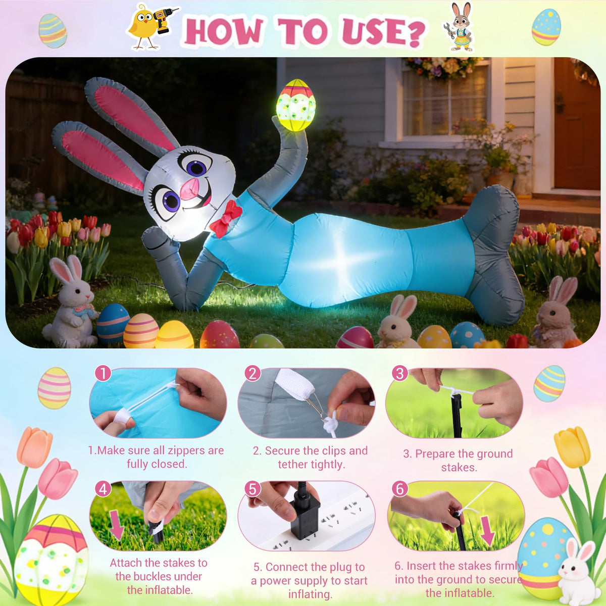 Elegear family-friendly bunny display enhances outdoor photo moments.