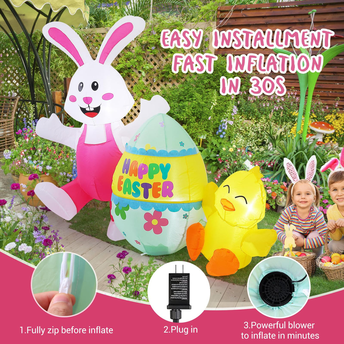Elegear quick-setup Easter inflatable self-inflates in minutes