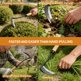 Elegital Kana Hoe multi-use tool suitable for grass, weeds, branches, and edging.