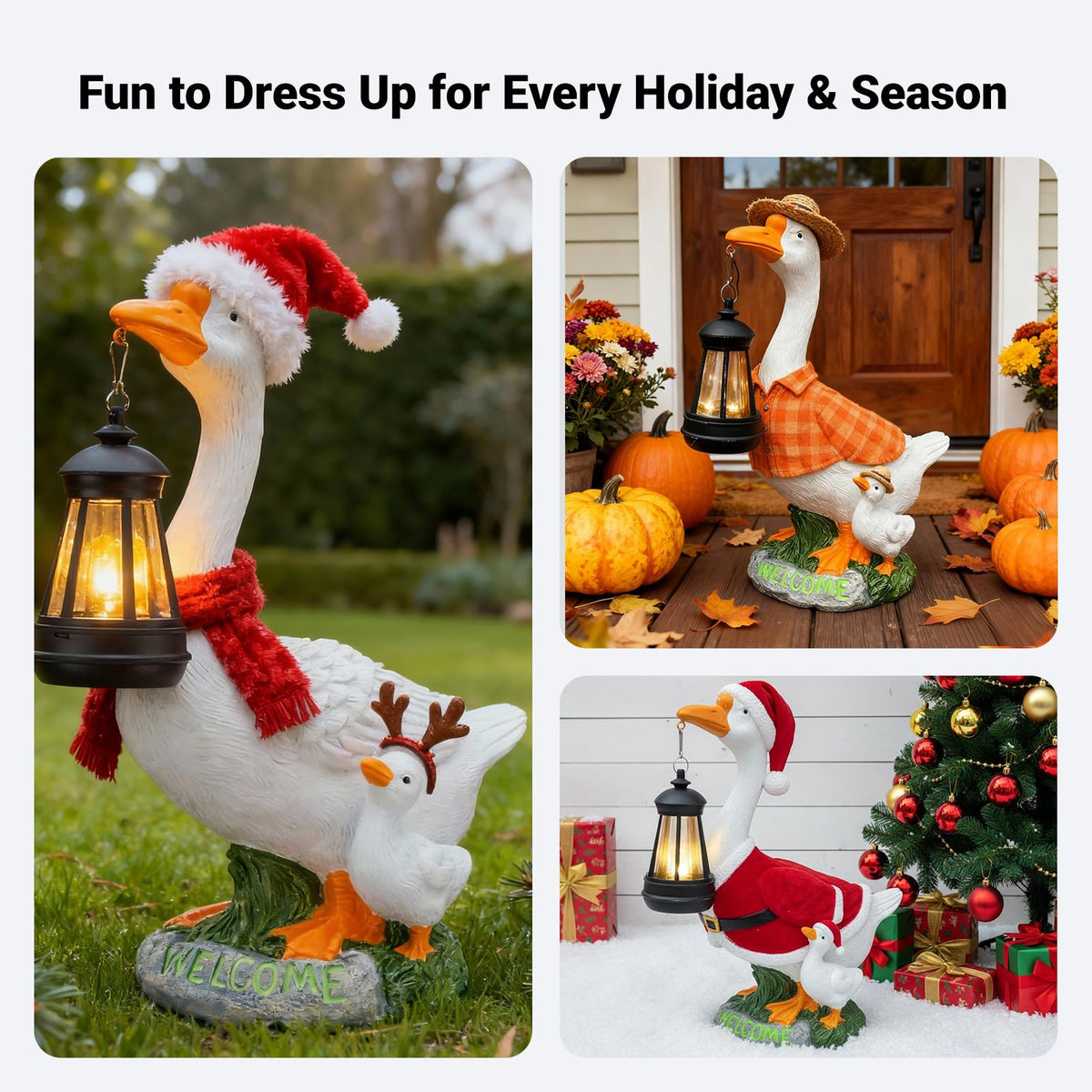 Elegondrar goose with Halloween witch hat display