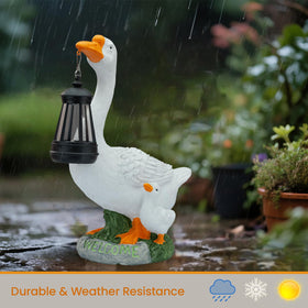 Elegondrar goose wearing a Santa hat for festive outdoor decor