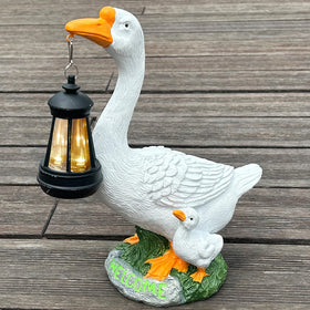 Elegondrar solar porch goose with lantern lighting outdoor pathways at night