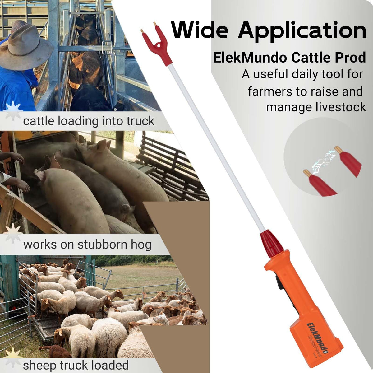 ELEKMUNDO bendable shaft demonstrated for flexible livestock handling