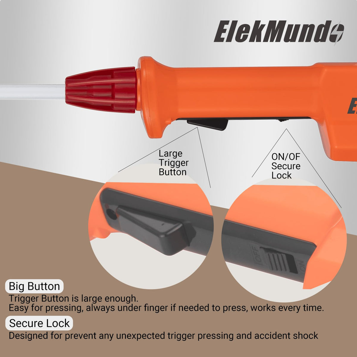 ELEKMUNDO dual switch safety with independent main and trigger switches for secure operation