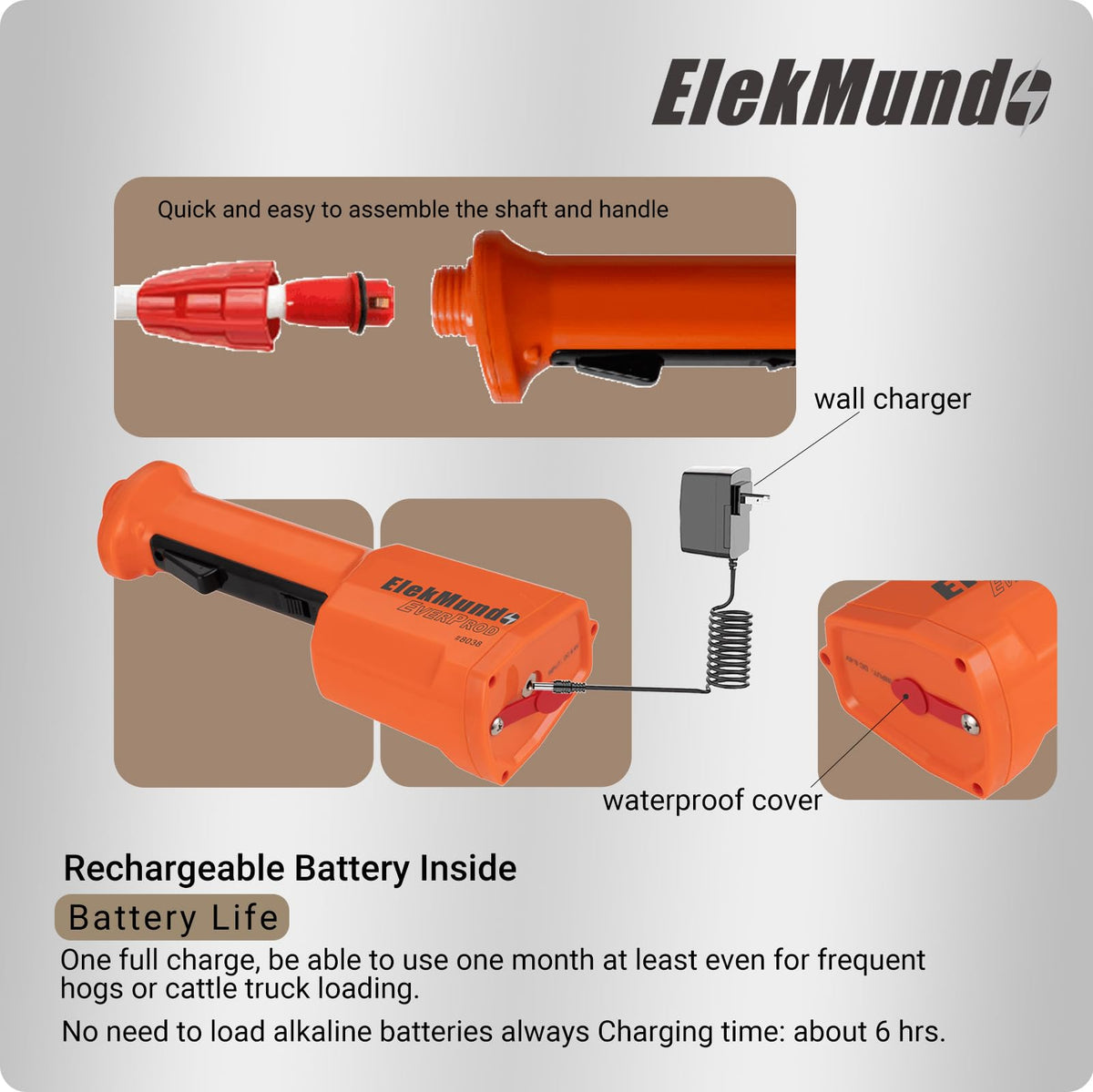 ELEKMUNDO high capacity battery supports extended operation between charges