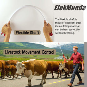 ELEKMUNDO rechargeable cattle prod shaft showing 270 degree bend for versatile positioning