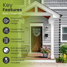Elemental Eden adjustable 10 ft rain chain length suits varied gutters