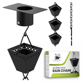 Elemental Eden rain chain kit cups for smooth water flow and splash reduction