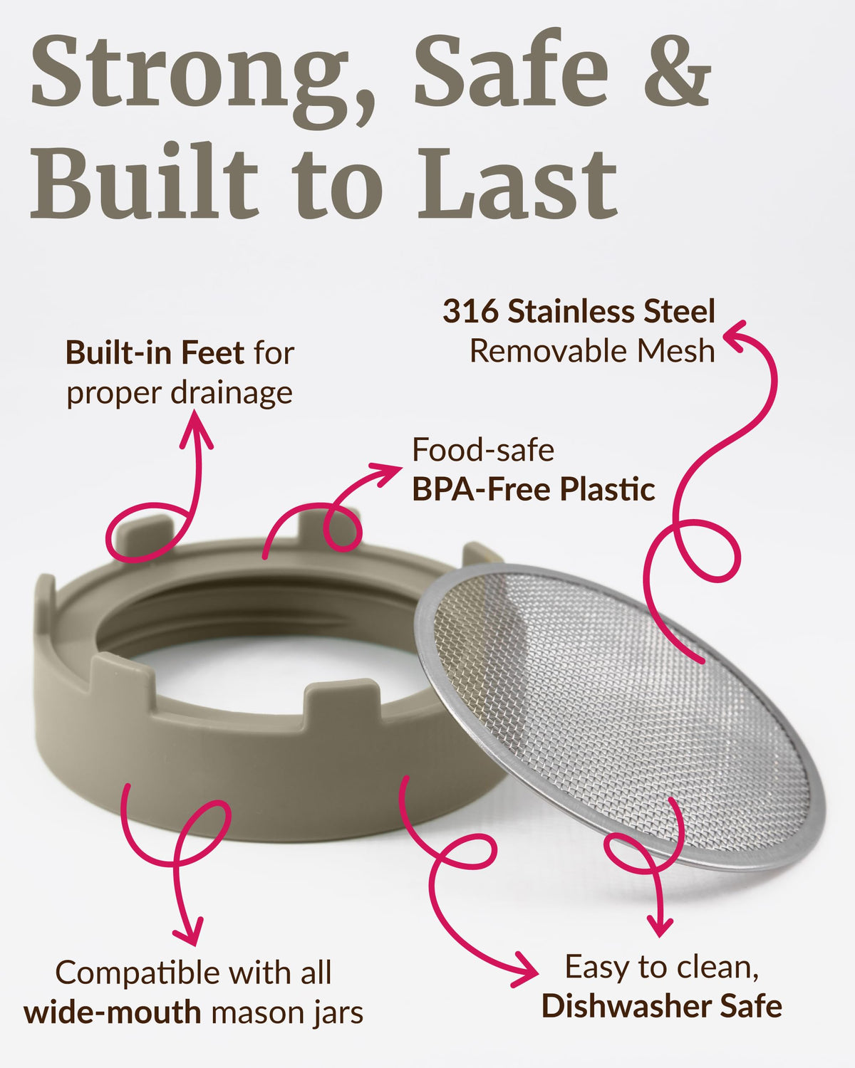 Elementi 316 stainless steel mesh lid for durable sprouting