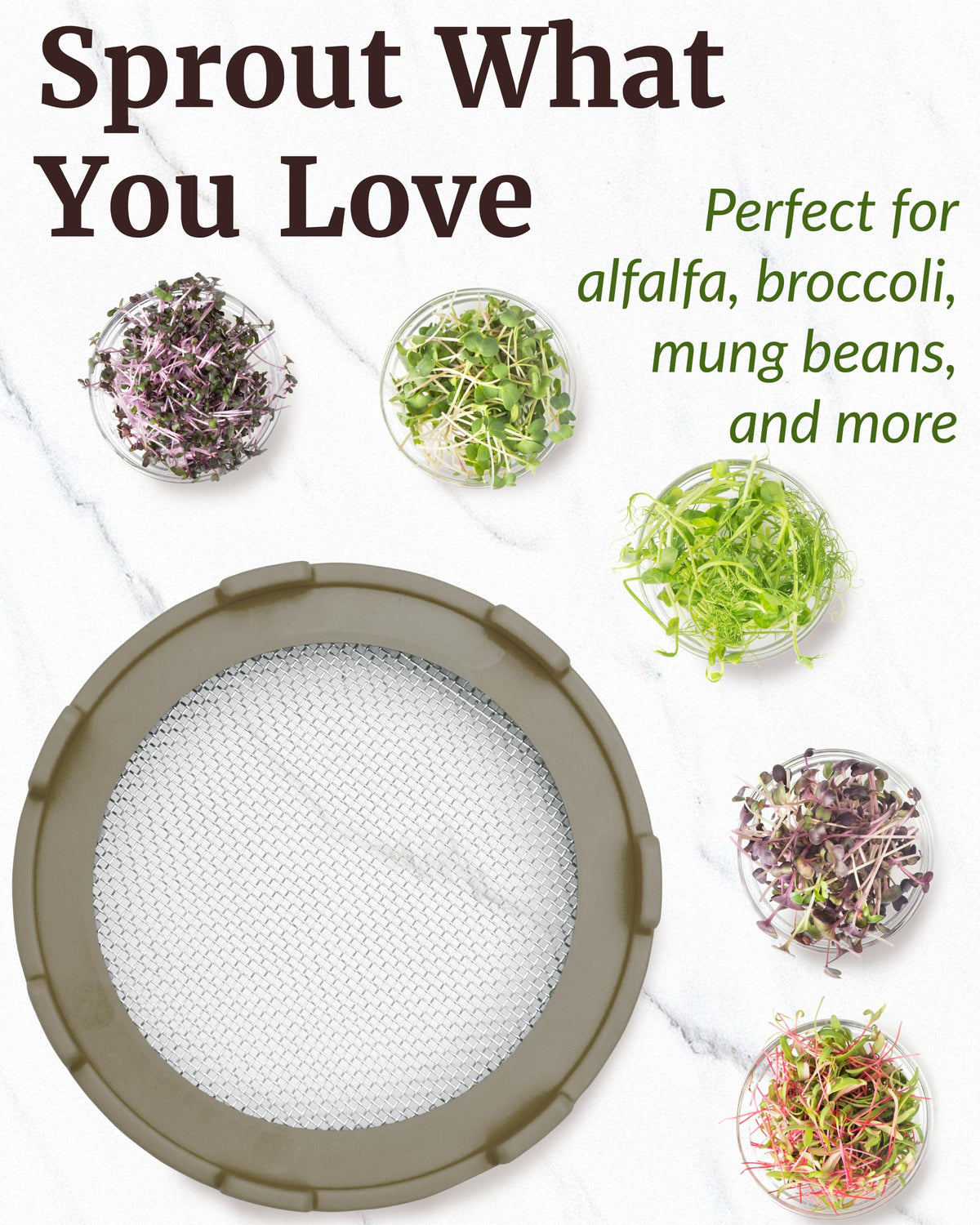 Elementi sprouting lid BPA free plastic for safe reusable sprouting