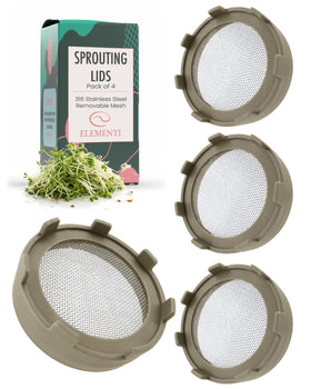 Elementi Sprouting Lids on wide-mouth jar for easy home sprouting