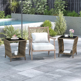 Elepude easy assembly outdoor side table ready to place in minutes.