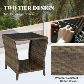 Elepude patio side table with removable tempered glass top, simple to wipe down.