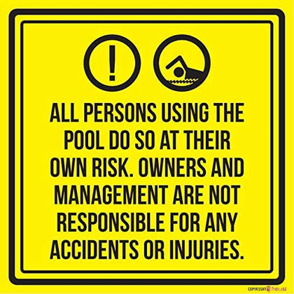 Eletina pool liability wall sign 12x12 mounted on wall for pool area safety