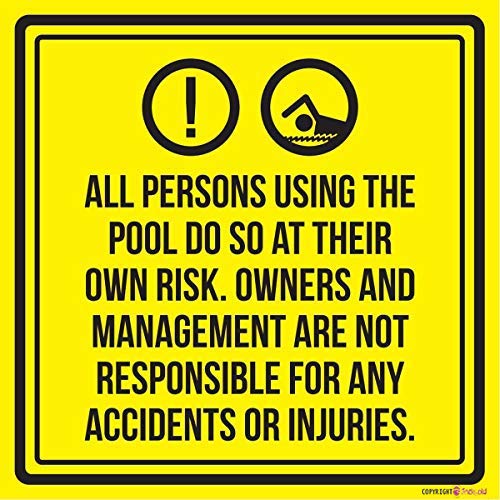Eletina pool liability wall sign 12x12 mounted on wall for pool area safety