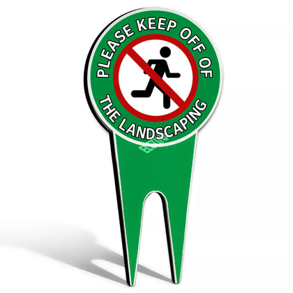 Eletina yard sign with a clear message to keep off landscaping for lawns