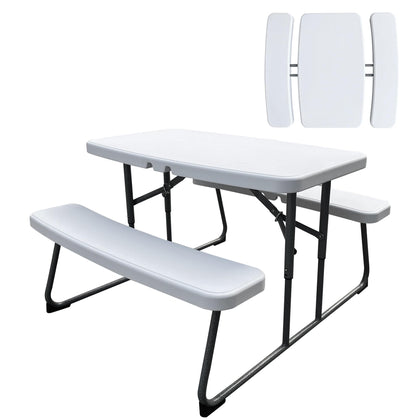 Elevon kids folding picnic table table top in white, durable HDPE resists dents and stains.