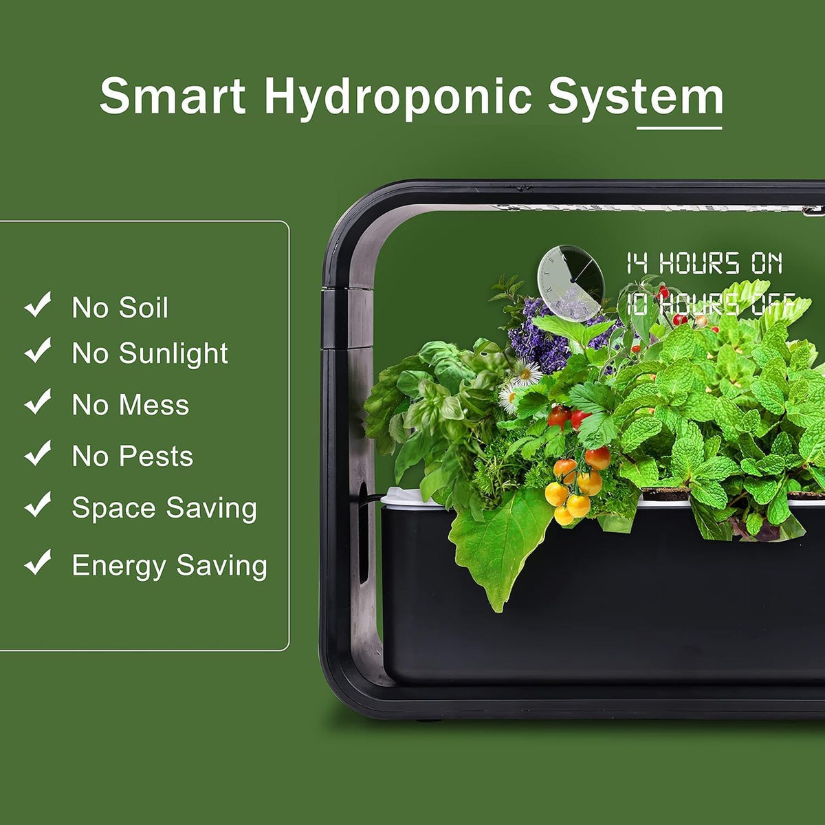 Elevon multi-plant layout supports herbs and greens in one setup.