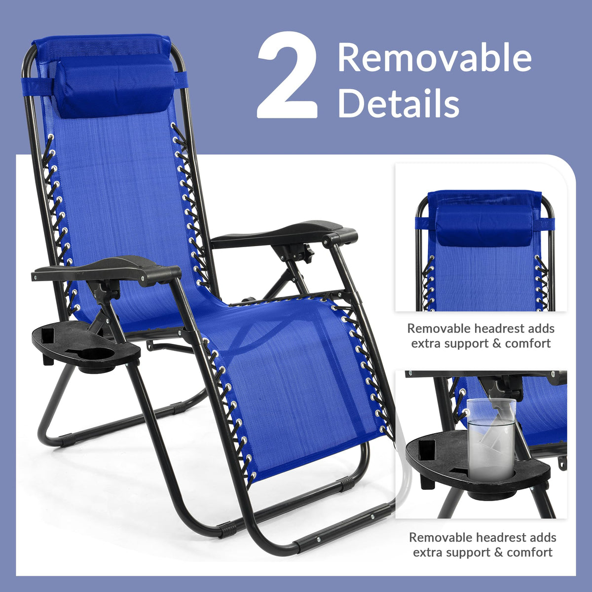 Elevon outdoor patio lounge chair with powder-coated frame for durability
