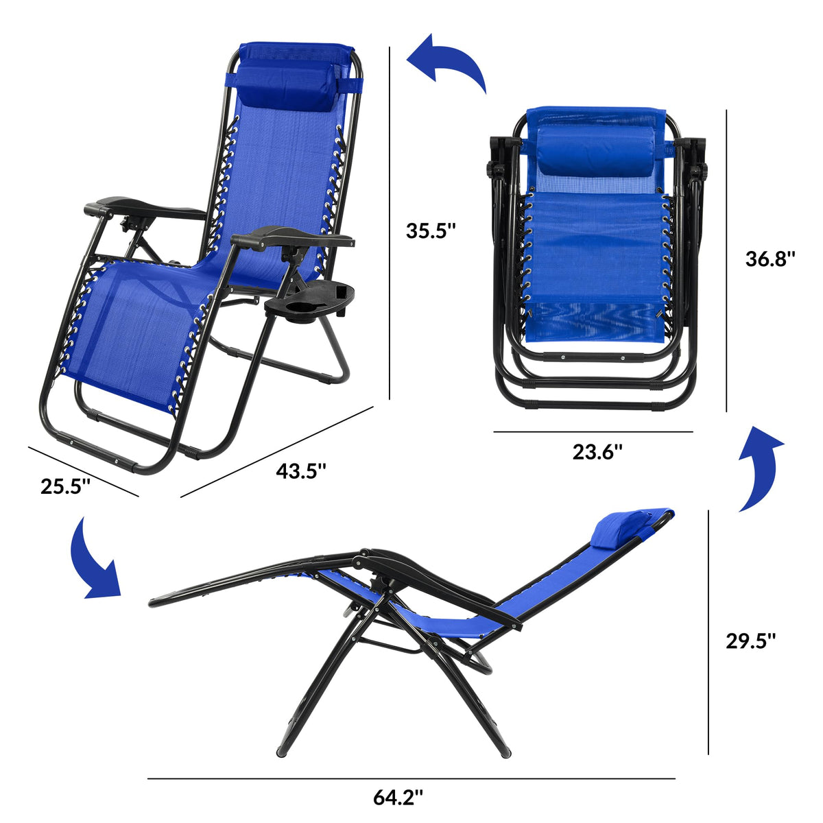 Elevon zero gravity chair with cup holder keeps drinks within reach