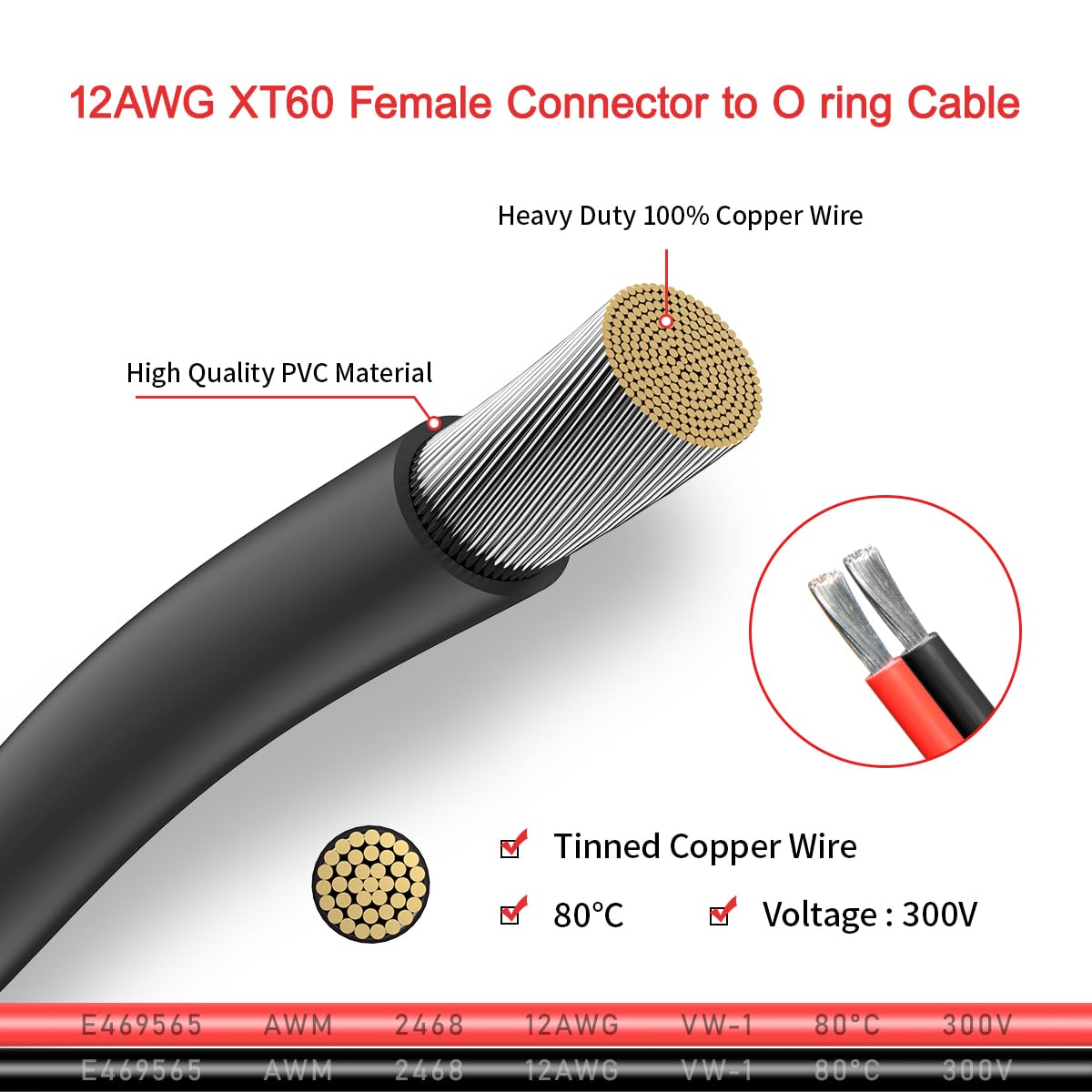 ELFCULB 12AWG tinned copper wire provides low resistance for efficient current