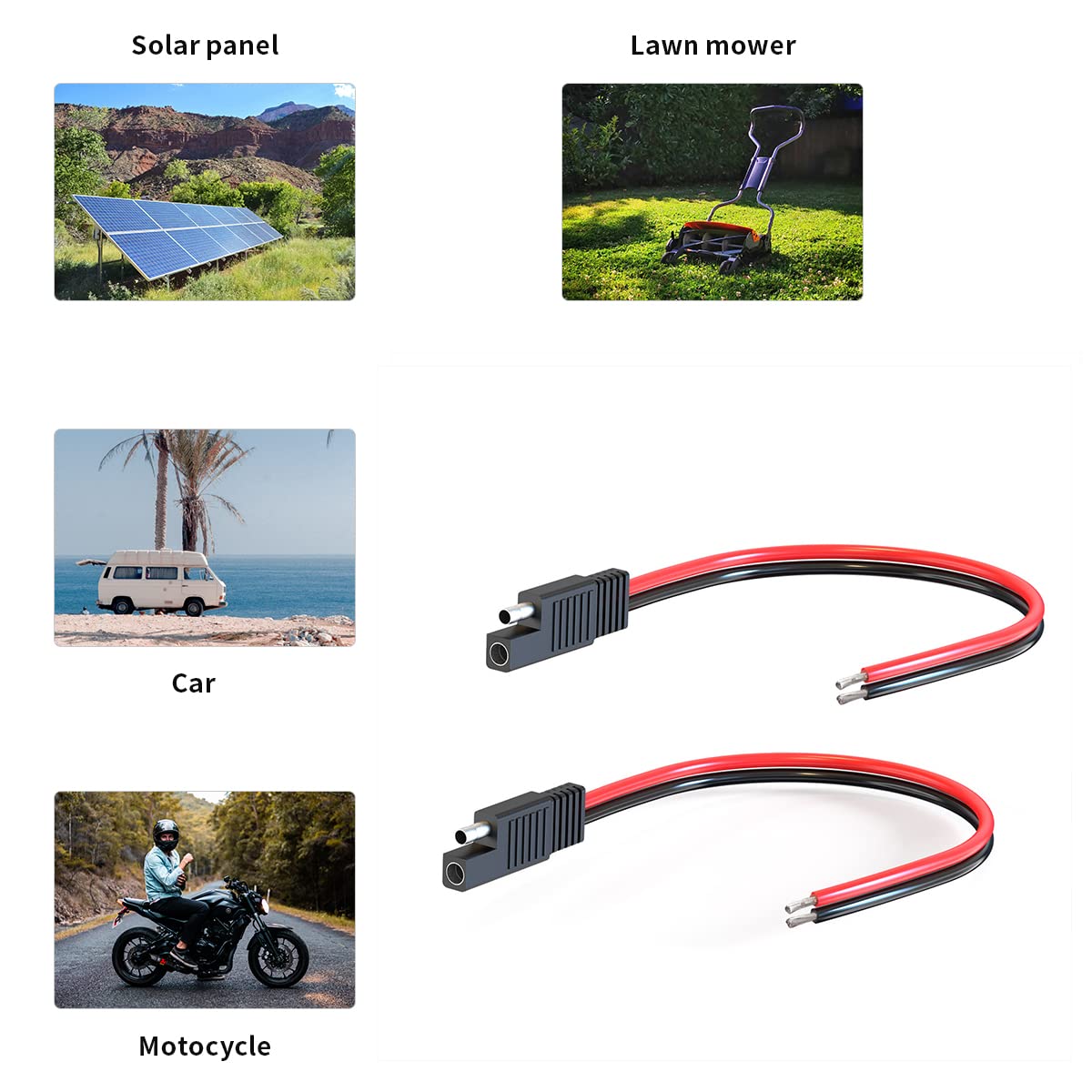 Ideal for motorcycles, ATVs, lawn mowers and solar setups