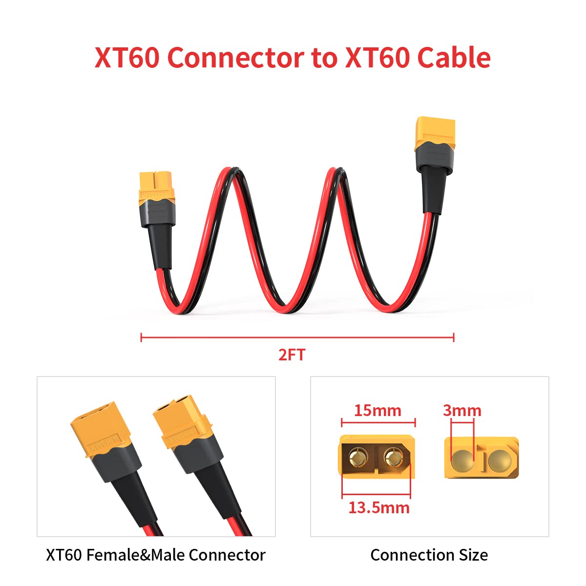 ELFCULB XT60 extension cable PVC-nylon jacket withstands rugged daily use.