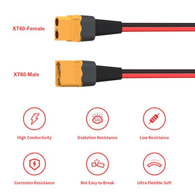 ELFCULB XT60 extension cable with tinned copper to reduce resistance.
